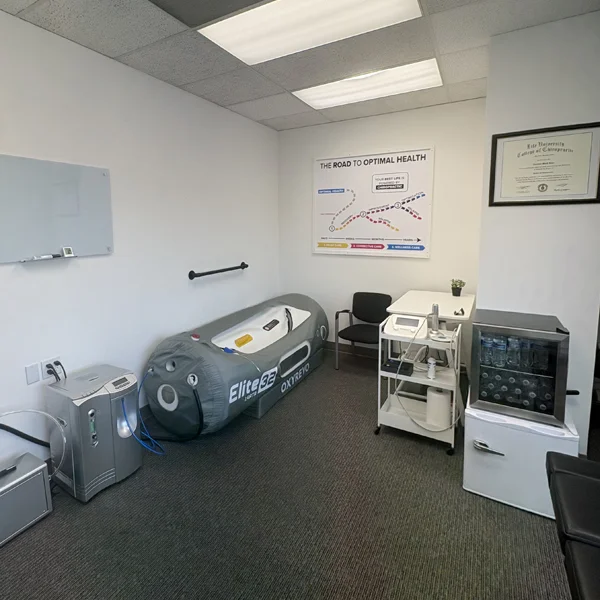 The hyperbaric chamber and treatment area